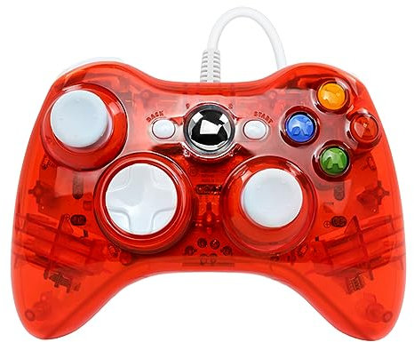 LYEAA Controlador de juegos con cable USB Joypad de doble choque Gamepad Botón de alta sensibilidad Joystick de alta precisión para 360/Xbox One/PC/Laptop (rojo)