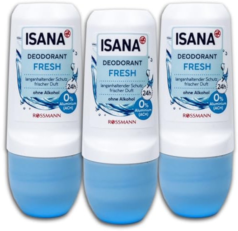 TOPDeal 3 er Pack ISANA Deodorant Roll-on Fresh Deo Roller 3 x 50 ml