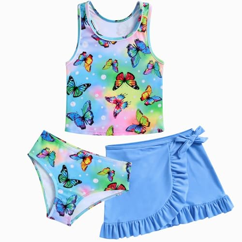 AIDEAONE Maillot de Bain Fantaisie Papillon Bikini Filles 9-10 Ans Bleu Douillet Confortable