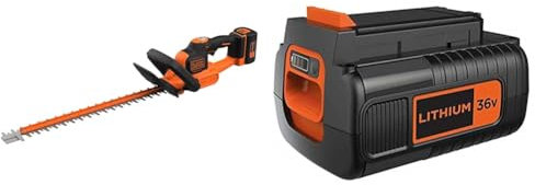 BLACK+DECKER Taille-Haies Electrique sans Fil 36V 55 cm avec Batterie 2,5 Ah & BL2536-XJ Batterie Slide-Pack - 36 V - 2, 5 Ah - Technologie Lithium