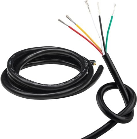 URCIANOW Cavo a Cinque Conduttori Cavo 16AWG 5×1,3mm² Filo 16AWG 5 Conduttori Cavo di Prolunga 2 Metri UL2464 Tensione 300V Filo 1,3 mm² con rivestimento in PVC nero Prolunghe per elettrodomestici