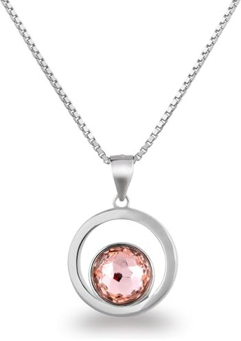 Schöner-SD Anhänger rund Halskette 925 Silber Vintage-Rose rosa