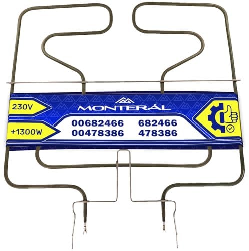 Resistencia Horno 1300W 230V con Código Original 00682466 682466 00478386 478386 para Bosch para Siemens para Balay para Constructa - Garantía de 10 Años - MONTERAL