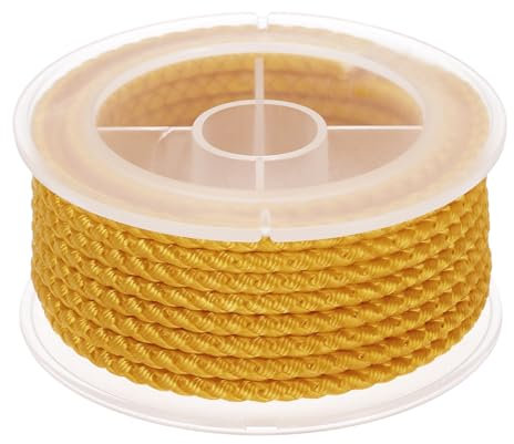 sourcing map Filo di nylon per perline, 4 m, elastico intrecciato per braccialetti e creazione di gioielli fai da te e collane, colore: giallo oro