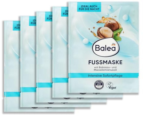 Balea Fußmaske mit Babassu- & Macadamianussöl, Fußpflege-Set (5er Pack)