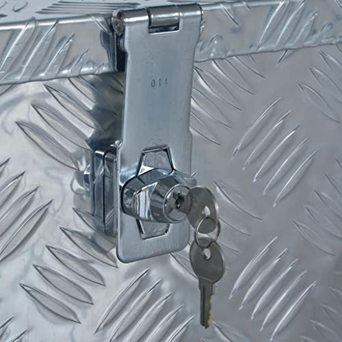 Homgoday Boîte en Aluminium 610x430x455 mm Argenté, Caisse à Outils Malle de Transport Box, Boite à Outils Malette de Rangement