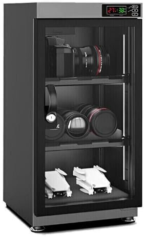 50L Dry Cabinet Camera Digital Dehumidify Electronic Dry Box with LED Lights Noiseless Energy Saving for Camera Lens Electronic Equipment Stamp Tea Jewelry Storage