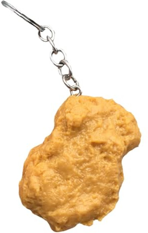 FRCOLOR Simulierter Hähnchen Nugget Schlüsselanhänger Kreativer Schlüsselring für Studenten Lustiges Fried Food Ornament Einzigartiger Anhänger für Schlüssel und Deko
