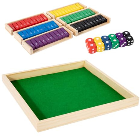 Generisch Shut The Box Holzspiel | Würfelspiel Mit Holzbrett | Tragbares Interaktives Gesellschaftsspiel Für Familienabend Campingausflüge Teamspiele Und Geselligkeit