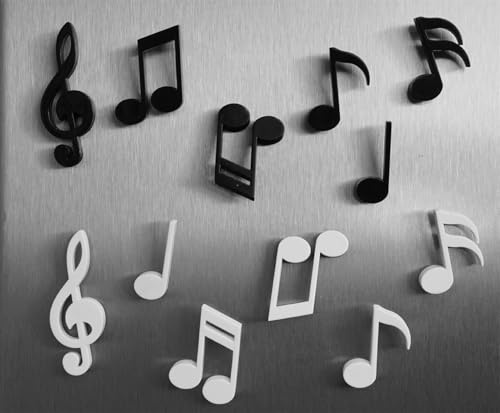 Black and White Music Sign Fridge Magnets Set of 12 Music Mark Magnets for Fridge Kitchen Office Decoration Large Small Funny Decoration