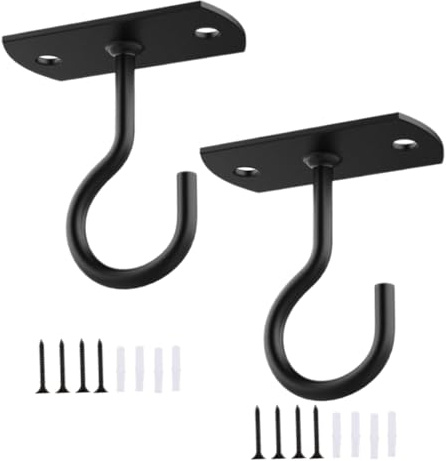 TOYANDONA Lot de 2 Sets de Crochets en Fer Robustes 6,3 Cm pour Extérieur, Supports Muraux pour Paniers Suspendus et Mangeoires à Oiseaux, Fixation Vis pour Balcon, Jardin et Décoration