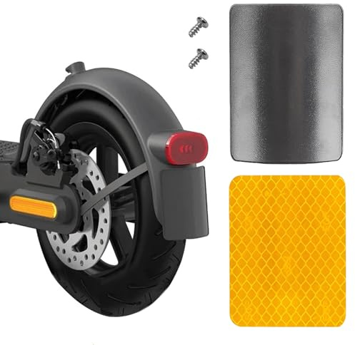 Schwarz Nummernschildhalter, E Scooter Kennzeichenhalter, Elektroroller Kennzeichen mit Schrauben, E Scooter Kennzeichen mit Orange Reflektoren Aufkleber Kompatibel mit Xiaomi M365 Pro 2 (1)