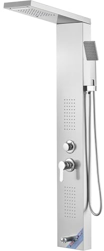 Columna de Ducha Panel de Ducha Baño de Hidromasaje 5 Funciones Sistema de Ducha de Pared de Acero Inoxidable Cepillado
