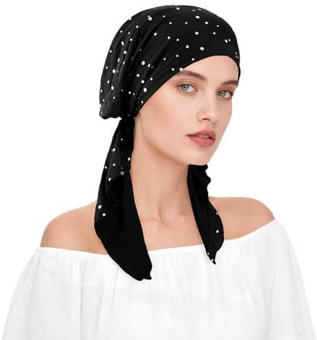 DAMILY Kopftuch hijab Chemo kopfbedeckung bei Haarausfall für Damen,Weicher Atmungsaktiver Vorgebundenes Bandana kopftücher turban