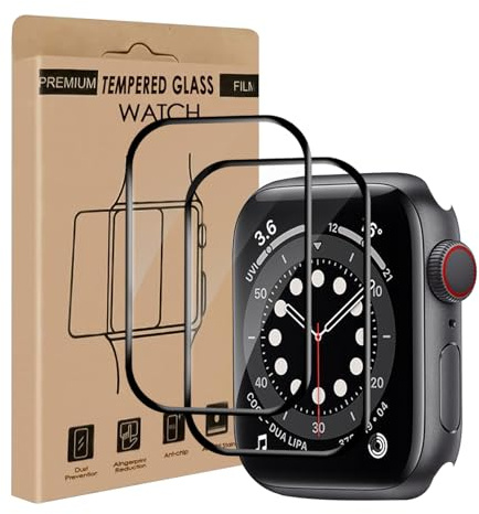 Carantee 2 pièces Verre Trempé pour Apple Watch Series 4/5/6/SE/SE2 (44mm), sans bulles, Anti Rayures, Imperméable à l'eau protection écran, Haute Sensibilité, Ultra HD iWatch 44mm vitre protection