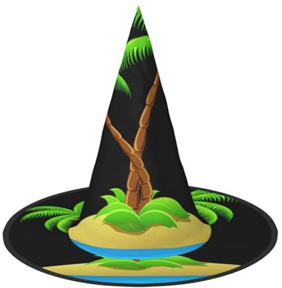 VCzsdff 3D-Palmen-Druck, Cosplay, Oxford-Stoff, Halloween-Hut für Halloween-Partys, leicht, 33 cm hoch, Hexenkappe