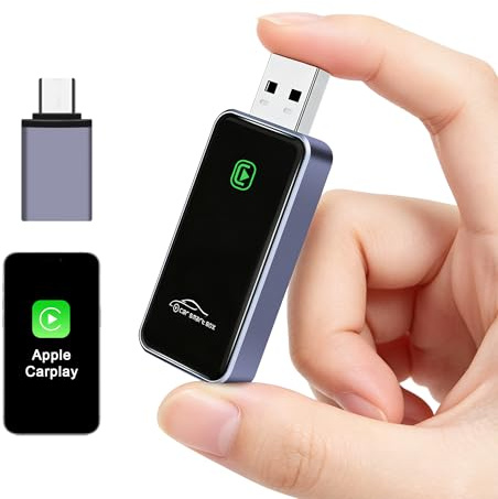 BUNUD Wireless CarPlay Adapter for iPhone: Convert Wired to Wireless Apple CarPlay Adapter - Plug and Play with USB 3.0 & Type C Compatible with iPhone iOS 10+ & 2016+ Cars (Black)
