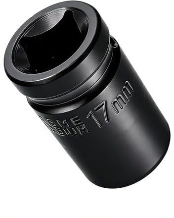 Youzzei 17mm Impact Socket 1/2 Drive 6Pt Shallow Metric Socket CR-V Coated | Electrophoretic Coating CR-V Steel 17mm Socket 1/2 Drive, 6-Point Design, For Auto Repair Mechanical Maintenance DIY