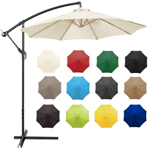 Copertura di Ricambio per Ombrellone 200-400CM, Top Telo di Ricambio con Protezione UV, Adatto A 6/8 Stecche, per Giardino, Terrazza E Patio(White,6 RIBS/300CM(9.8FT))