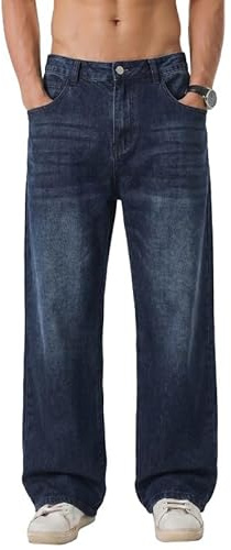 Elegancity Jeans Herren Baggy Stretch Jeanshosen Straight Y2K Streetwear Denim Hosen Loose Fit Männer Weite Beine Jogginghosen XS-3XL