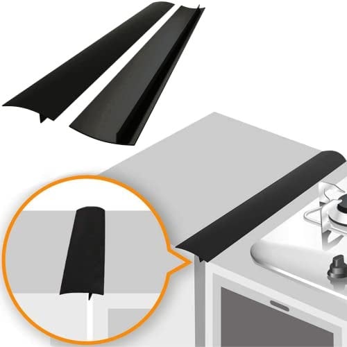 Linda’s Essentials Silicone Stove Gap Covers (2 Pack), Heat Resistant Oven Gap Filler Seals Spaces Between Stovetop and Counter, Easy to Clean (21 Inches, Black)