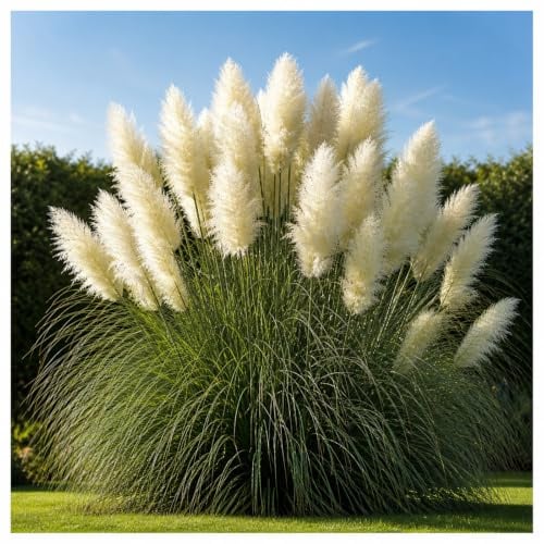 Stauden Gänge 1 x Cortaderia selloana 'White' Weißes Pampasgras winterhart | Pampasgras – imposantes, winterhartes Ziergras mit großen Federwedeln als Sichtschutz, mehrjährig, 1 L Topf (11x11 cm)