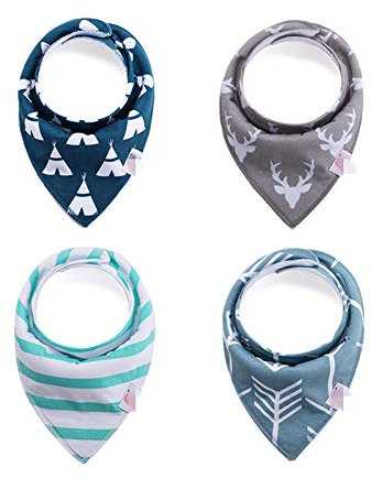 Baby Dreieckstuch Lätzchen, Fansu 4er Set Halstücher Multifunctional Saugfähig Weich Spucktuch Baumwolle Druckknopf Kleinkinder Unisex Designs (Lätzchen K)