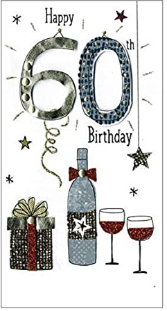 Male Happy 60th Birthday Greeting Card Hand-Finished Champagne Range Cards