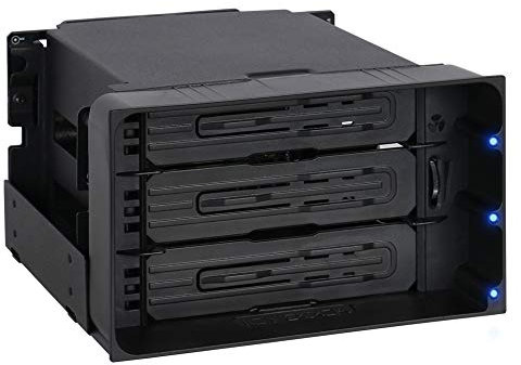 ICY DOCK FlexiDOCK MB830SP-B Hot Swap 3 Bay 3,5 Zoll SATA/SAS HDD Dockinggehäuse Mobile Rack in 2 x 5,25 Zoll Laufwerksschacht (inkl. 3 x SATA-Kabel)