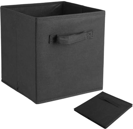 Aufbewahrungsbox, 6er Set Faltbare Aufbewahrungsboxen Faltboxen Stoffboxen Aufbewahrungskiste ohne Deckel, Stoffkiste für Wohnzimmer Kinderzimmer Badezimmer Schlafzimmer, Schwarz
