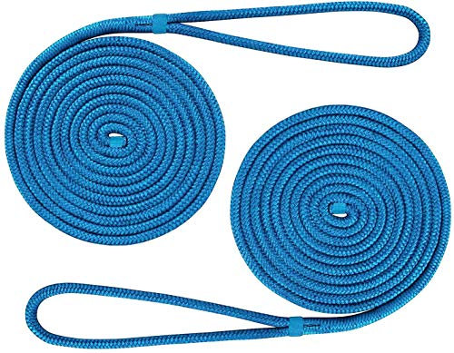 FreeTec 2-Piece Boat Fender Line Nylon Docking Line Mooring Line Fender Rope with Eye 12 mm Diameter 6 m Blue