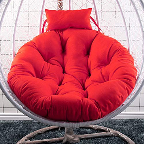 ANQI Schaukelstuhl-Kissen zum Aufhängen, Eierstuhl, Schaukelkissen für drinnen und draußen, Hollywoodschaukel, Metall, Holz, weich und bequem, Rot, 105 cm