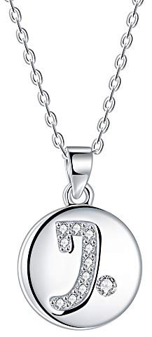 J.Endéar Sternzeichen Steinbock Kette Silber 925 Halskette Runde Scheibe AAA Zirkonia Anhänger für Damen Mädchen 40 + 5cm verstellbar