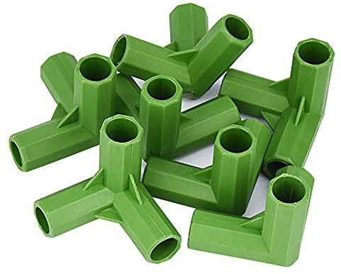 10 Stück Gewächshausrahmen Steckverbinder Pflanzpfähle Zaunrohrverbinder Gewächshaus Gebäude Rasenstützen (11mm, Rechter Winkel 3 Wege)