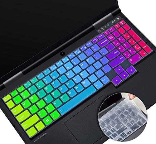 2 Pack Keyboard Cover Skin for Lenovo IdeaPad Gaming 3i 15.6, Lenovo Legion 5 Keyboard Protector，Lenovo Legion 5 Series 5i 5p 5pi 15.6 and 17.3(Rainbow+Clear)