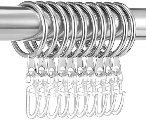 tonyg-p 20 Stücke Metall Vorhangringe Vorhang Hängend Ringe und 20 Stücke Kunststoff Gardinenhaken für Fenster Tür Duschvorhänge, 30 mm Innendurchmesser (Silber)
