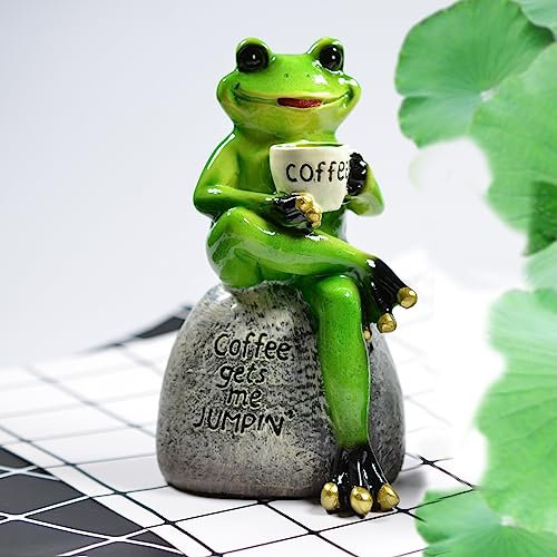EocuSun Garden Ornaments Outdoor, Waterproof Resin Frog Garden Statues Decor for Lawn Yard and Garden, Indoor Outdoor Decoration Sculpture,Christmas Birthday Gifts for Women Men Girls Boys
