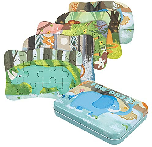 BBLIKE Puzzles Toys for 2 3 Year Olds - Wooden Jigsaws 39 Pcs for Kids Age 4 5, Travel Toys for Toddlers on Plane Car, Educational Learning Birthday gift Present for Children Boys Girls (Animals)