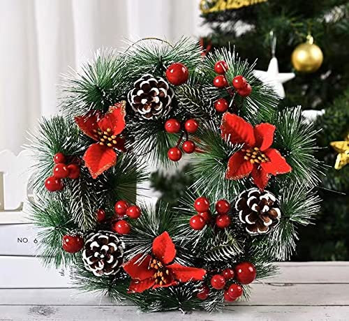 Buer Homie couronne de noel décorer porte a decorer 30 cm, decoration noel exterieur porte d'entrée, guirlande de noel pour cheminee table, guirlande noel artificielle, decoration noel exterieur sapin