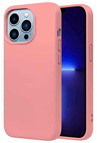 TBOC Coque Compatible avec iPhone 13 Pro Max [6.7] - Étui Rigide [Rose] Silicone Liquide Premium [Doux] Doublure Intérieure Microfibre [Protège l'Appareil Photo] Antidérapant Résistant Rayures