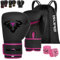 Islero EVO Fitness - Guantoni da boxe da uomo, colore nero opaco, per MMA, Muay Thai, arti marziali, kickboxing, sparring, allenamento, combattimento, guanti con fasce per le mani (400 g, rosa)