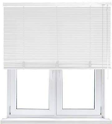 VIEWTEX | Persiana Veneciana de Aluminio 25mm Color Blanco - 150x250 cm | Cordón y Bastón para Ajuste de Luz | Instalación en Pared o Techo | Fabricado en España | Garantía 5 Años