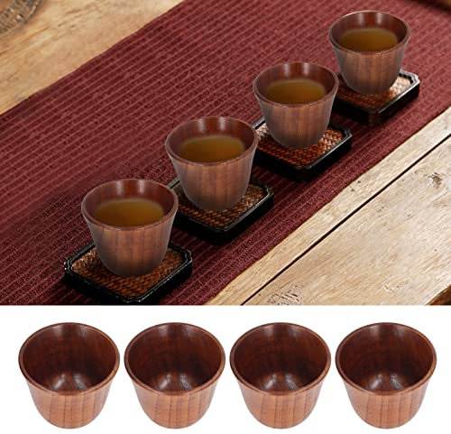 4 Stück Holztasse 75 ml Holzbecher Becher Hölzerner Tee Set, Holz Tasse Kaffee Bierkrüge Holzbecher Handgefertigte für Kaffee Bier Tee