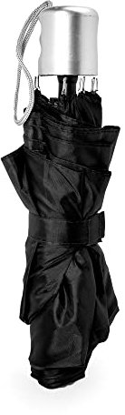 KINKIES Paraguas Plegable de colores con funda a juego, sombrilla portátil de viaje cómoda y ligera (Negro)