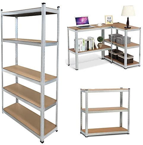 ANSIMIDA Lagerregal Verzinkt belastbar bis 875 kg - Maße: 180 x 80 x 40 cm Regal Steckregal Kellerregal Werkstattregal Schwerlastregal, Blau