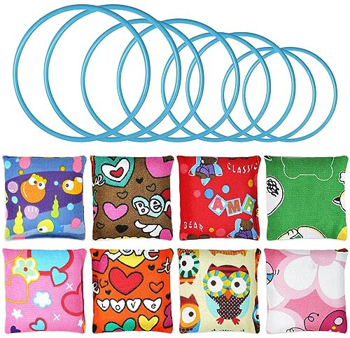 Flintronic Cornhole Säckchen, 10 Stück Sitzsäcke Werfen, 10 x 10cm, Spaßiges Sportspiel Bean Bag, Toss Game Bunte Sitzsack, für Partyspiele, Outdoor Spiel für Jungen und Mädchen