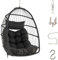 SFAREST Egg Swing Chair, Foldable Patio Hanging Chair with Soft Cushion and Head Pillow, Wicker Hammock Chair for Indoor Outdoor