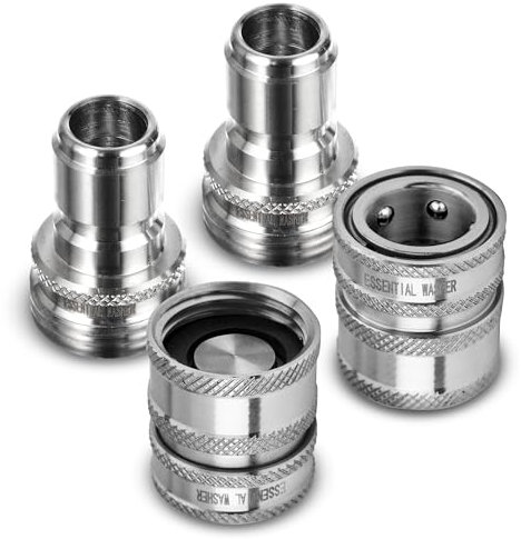 ESSENTIAL WASHER 3/4 Edelstahl-Rückschlagventil für Gartenschlauch, 2 Stück mit 2 Schnellverbindungssteckern