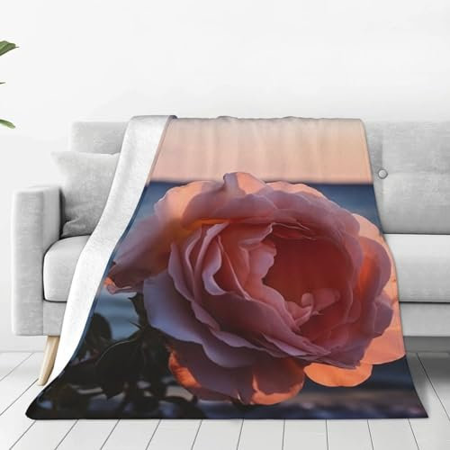Dwrepo Überwurfdecke mit Rosenmuster, leicht, weiche Flanelldecken, luxuriös, warme Fleecedecke für Bett, Couch, Sofa, 101,6 x 76,2 cm