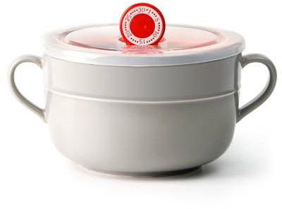 NUTRIUPS 900ml tazza per microonde con coperchio, ciotola per noodles istantanei,ciotole per brodo zuppe con manico, tazza per cereali colazione, ciotola ceramica con coperchio